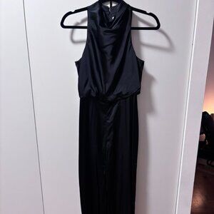 Abercrombie Satin Black Sleeveless Jumpsuit
